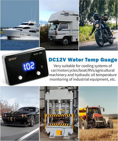 Digital Water Temperature Gauge 14-302°F with 1/8 NPT Sensor Real-Time Monitoring 12V LED Electrical Water Coolant Temp Gauges Waterproof for Car Truck Motor Marine Vehicle Automotive Blue in Saudi Arabia