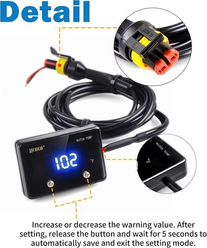 Digital Water Temperature Gauge 14-302°F with 1/8 NPT Sensor Real-Time Monitoring 12V LED Electrical Water Coolant Temp Gauges Waterproof for Car Truck Motor Marine Vehicle Automotive Blue in Saudi Arabia