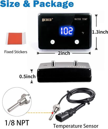 Digital Water Temperature Gauge 14-302°F with 1/8 NPT Sensor Real-Time Monitoring 12V LED Electrical Water Coolant Temp Gauges Waterproof for Car Truck Motor Marine Vehicle Automotive Blue in Saudi Arabia