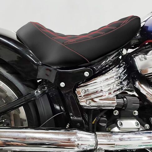 HDBUBALUS Motorcycle Solo Seat Cushion Diamond Leather Seat Compatible with Harley Breakout Fatboy 2018-2023 (Red Thread) in Kuwait