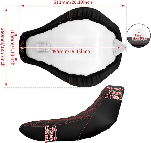 HDBUBALUS Motorcycle Solo Seat Cushion Diamond Leather Seat Compatible with Harley Breakout Fatboy 2018-2023 (Red Thread) in Kuwait