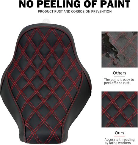 HDBUBALUS Motorcycle Solo Seat Cushion Diamond Leather Seat Compatible with Harley Breakout Fatboy 2018-2023 (Red Thread) in Kuwait