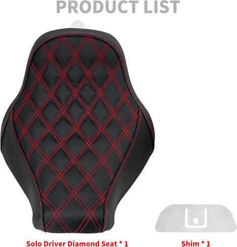 HDBUBALUS Motorcycle Solo Seat Cushion Diamond Leather Seat Compatible with Harley Breakout Fatboy 2018-2023 (Red Thread) in Kuwait