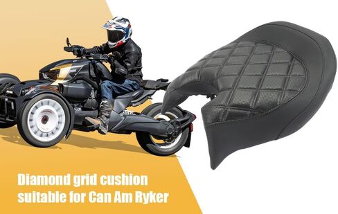 Driver Solo Seat Driver Comfort Seat Fit for Can Am Ryker 600 Ryker 900 2019-2023 black leather side panels and diamond double line stitching Replace 219400795 (Black stitching) in Saudi Arabia