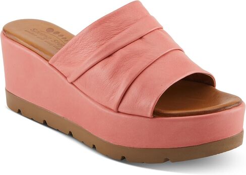 Spring Step ALLERTON Women's Leather Wedge Platform Slip-On Sandals with Gathered Detail White EU 39 / US 8.5 in Saudi Arabia