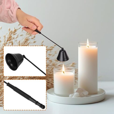 4 in 1 Candle Accessory Set with Storage Tray Plate, Premium Candle Wick Trimmer, Candle Snuffer, Wick Dipper & Storage Tray Plate with Gift Package, Ideal for Scented Candle Lovers (Black) in Saudi Arabia