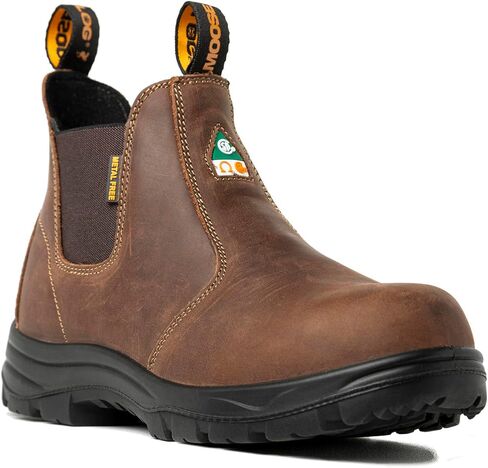 Men Men Composite-Toe Chelsea Boots 5666 | ASTM و CSA معتمد | 100 ٪ جلد ، زلة/زيت/حرارة Safetread نعل | أحجام 7-13 | أسود/بني in Saudi Arabia