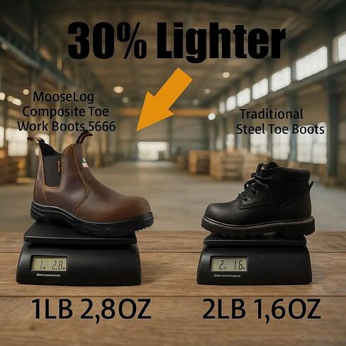 Men Men Composite-Toe Chelsea Boots 5666 | ASTM و CSA معتمد | 100 ٪ جلد ، زلة/زيت/حرارة Safetread نعل | أحجام 7-13 | أسود/بني in Saudi Arabia
