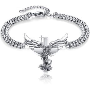 سوار St Michael 925 Sterling Silver Archangel Michael Bracelet De.