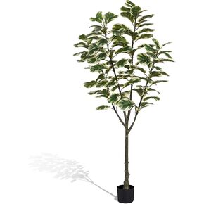 ذكريات ممتعة نبات شجرة مطاط اصطناعي 6 أقدام طول شجرة فو مع وعاء زخرفي زخرفي زخرفي مزيج النباتات النباتات الكلمة الأرضية شجرة الاصطناعية للديكور الداخلي/الخارجي هدية المنزل