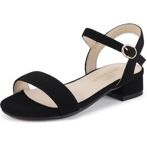 Hehainom Girls Dress Shoes Low Heels Sandals Open Toe Wedding Party School for Little Big Kids Flower Girl Shoes