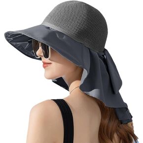 قبعة شمس للنساء UPF 50+ UV Sun Protection Wide Brim قابلة للطي قبعة دلو الشاطئ الصيفية مع رفرف الرقبة في الهواء الطلق