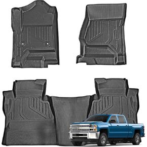 الحصير الحصير الأرضية المتوافقة مع 2014-2018 Chevy Silverado/GMC Sierra 1500 ، 2015-2019 Chevy Silverado/GMC Sierra 2500 3500 All Floor Floor Floor Liner Floor Floor Floor Floor for Cars