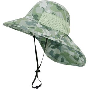 BQUBO Toddler Kids Sun Hat with Neck Flap UPF 50+ Wide Brim Bucket Hats Adjustable Baby Mesh Breathable Summer Hats