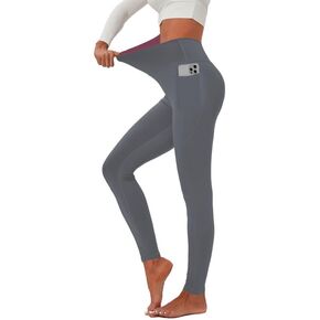 Womens Yoga Pants Tummy Control Yoga Leggings High Waist Butt Lifting Workout Leggings with Pockets Sports Pants (Grey XL)