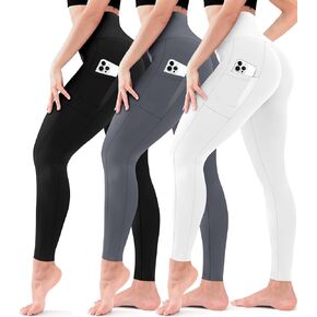 3 Pack Leggings for Women High Waisted - No See Through Tummy Control Cycling Workout Yoga Pants with Pockets Reg & Plus in Kuwait
