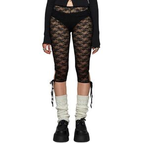 Women Sheer Floral Lace Leggings Capris Y2K See Through Knee Length Tights Thigh High Stockings in Kuwait
