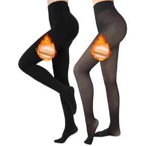 ultrafun 2 أزواج صوف الجوارب المبطنة للنساء لباس جوارب سميكة دافئة دافئة