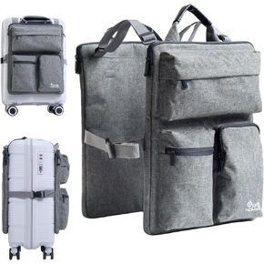 SUITEDNOMAD Luggage Harness for Carry On Bag, Over Suitcase Organizer with Storage Pockets and Laptop Sleeves, Slide On Adjustable Bag for Travel