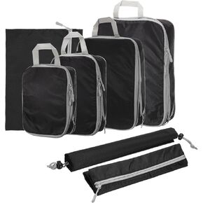 HARFINGTON 7pcs Compression Packing Cube for Suitcases Lightweight Luggage Organizers Bag Expandable Storage Travel Essentials Compression Bags for Carry on Suitcases, Black