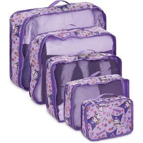 Sanrio's Hello Kitty Packing Cubes - 5 Piece Packing Cube Bags - Travel Essentials - Suitcase Luggage Organizer Set - Hello Kitty and Friends, My Melody, Kerromi, Kerropi, Badtz-Maru (Kerromi)