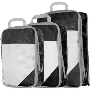 Harfington 3PCS Compression Compression Backing Cube لحقوق حقائب خفيفة الوزن منظمي الأمتعة أكياس أساسيات السفر من أجل حقائب تحمل على حقائب السماء الأزرق in Kuwait