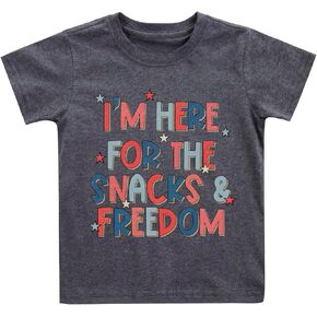 Boys 4th of July Shirt American Flag T-Shirts for Kids Toddler Patriotic Tee Tops Girls Independence Day Outfit 1-7 Years