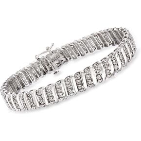 Ross-Simons 1.00 CT. T.W. سوار رابط الماس في الفضة الاسترليني