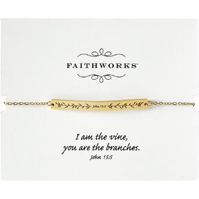 هدايا FaithWorks للنساء - 7 "سوار شريط قابل للتعديل محفور يسوع هو الكرمة ، الذهب