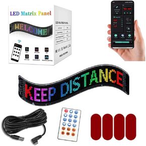 Devil Eyes Light for Cars,Programmable LED Eyes for Car,Ultra-Thin Flexible LED Display Screen Panel for Car Window,Flex LED Display for Car, Bluetooth APP Control,DIY Design Text (13.70 * 4.01 Inch)