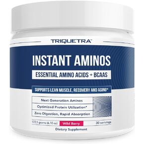 Instant Aminos - EAA+BCAA - 10 Essential Amino Acids Supplement - Rapid Absorption, Zero Digestion - Supports Lean Muscle, Recovery & Aging - 321% DIAAS Protein Score - Wild Berry (30 Servings)
