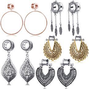 5 أزواج من أنفاق الأذن الفولاذ المقاوم للصدأ مقابس للنساء للنساء Rose Gold Flare مقاييس مقاييس 1/2 بوصة للأذن (12 مم = 1/2 '')
