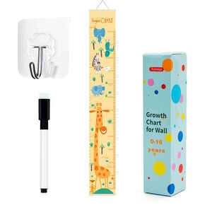 Children's Growth Height Chart, Hangable and Movable Wall Cloth Decoration, Waterproof Canvas Height Chart Suitable for Both Boys and Girls, 7.9 * 55 Inches. (Sunflower)