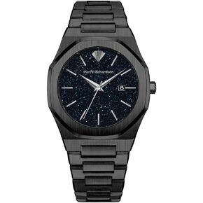 PIRRE Richardson PR5624 Men’s Watch – Black Stainless Steel, Star Dust Dial, Sapphire Crystal Glass, 5ATM