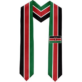 Kenya Flag Graduation Sash Satin Scarf 72" Stole for Abroad Student International Study Class