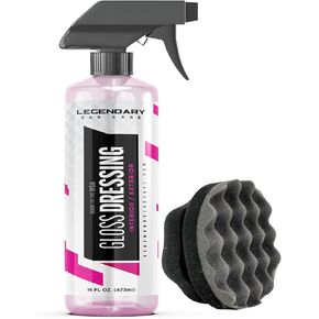 Legendary Gloss Dressing with Applicator 16oz - Tire Shine Spray & Plastic Restorer – Water Based & Non-Greasy Interior/Exterior Detailing Spray - Trim, Rubber, Vinyl & Plastic Restorer for Cars