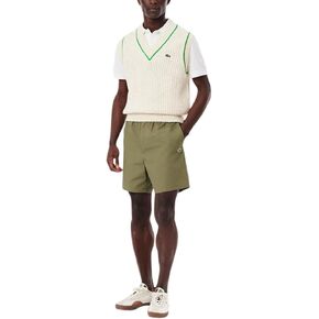 Lacoste Men's Relaxed Fit Cotton Poplin Elasticated Shorts, Khaki, X-Large
