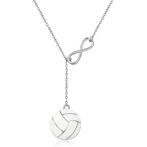 925 Sterling Silver Infinity Volleyball Necklace Netlace Pendant Jewelry Gifts للاعبين عاشق النساء