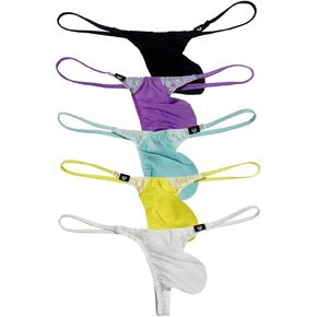 Gogobear Mens Colorblocked Lace G-String Thong Sexy Low Rise Bulge Bulge Beacini Bikini Bries