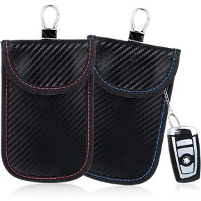 2Pcs Faraday Pouch for Car Keys, Faraday Bag Key Protector, Car RFID Signal Blocking Holder, Carbon Fiber Security Anti-theft Key Pouch, Anti-Theft Security Cage