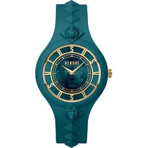 Versus Versace Fire Island Studs Collection Luxury Womens Watch Timepieces with a Green Strap, Case and Dial