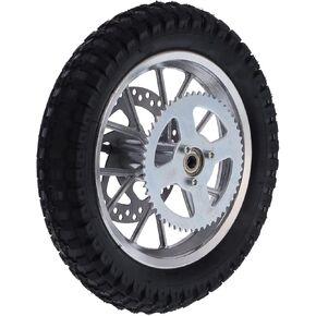 Aramox Mini Rear Wheel,12.5x2.75in Anti-Skid Rubber Steel Alloy Wheel for 2 Stroke Dirt Bike(Silver)