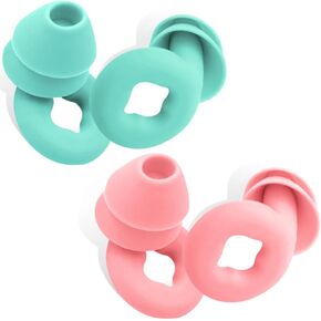 Ear Plugs for Sleeping, 2 Pair Ear Plugs for Sleeping Noise Cancelling Concert Ear Plugs Silicone Ear Plugs Noise Reduction Earplugs for Sleeping Concert Swimming & 35dB