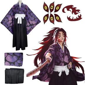 زي Kokushibou ، زي كوكوشيبو Cosplay الزي Kimono Kokushibou موحد عباءة أرجواني رداء الهالوين