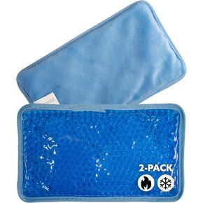 ALPI Rectangle Plush Gel Bead Ice Pack - 2 عبوات ثلج قابلة لإعادة الاستخدام مع خرز للعلاج الساخن والباردة - راحة فخمة لآلام العضلات والاسترخاء (وردي)