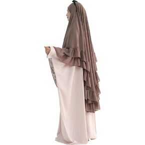 khalat Women's Hijab Chiffon Hijab for Women Muslim 2 Layers Ruffle Lightweight Large Hijab