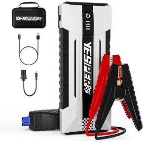 YESPER 12V/24V Car Jump Starter, 6000A Peak 5.1 lbs Portable Jump Starter Battery Pack Quick Charge with AC Adapter 36400mAh Battery Booster Pack (Up to All Gas/Diesel Engine) Jumper Box
