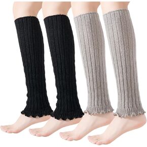 Mcool Mary 4 Pairs Leg Warmers for Women Winter Long Leg Warmers Ruffle Knit Soft Warm Long Boot Socks
