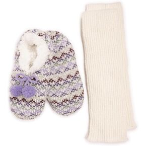 MUK LUKS Women's Feather Yarn Ballerina& Legwarmer Slipper