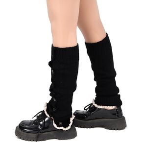 تدفئة الساق اليوميات الأنيقة للنساء y2k أسود kawaii legwarmers lolita kint جوارب الساق طويلة الساق